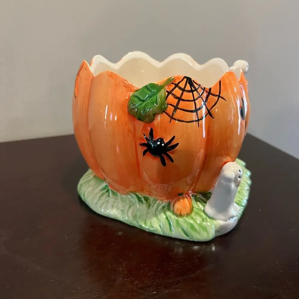 HALLOWEEN Blue Sky Ceramic Pumpkin Candy Dish listing-status-banner